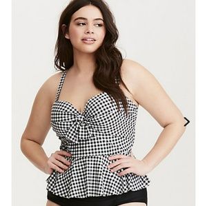 Torrid Gingham Peplum Swim Top
